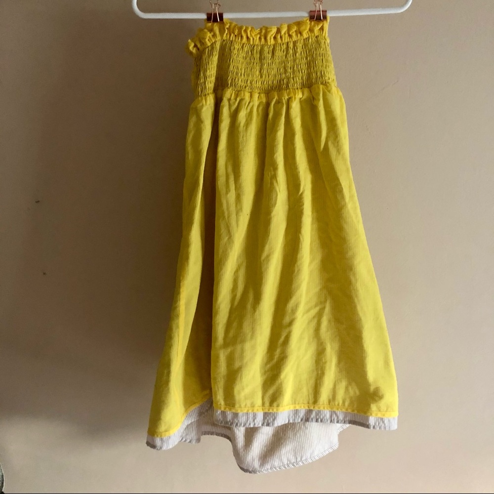 Iris Basic Yellow Eyelet Strapless Dress - Picture 5 of 9